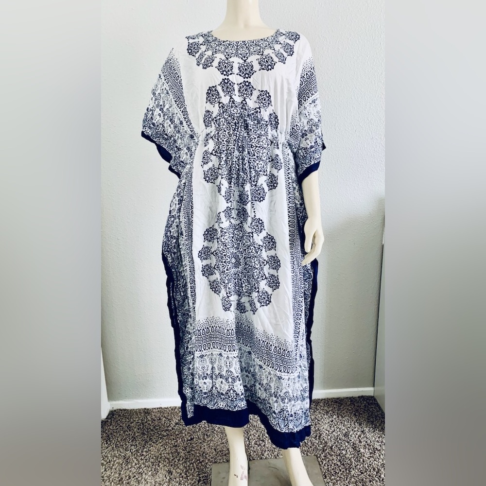 Kaftan Dress Caftan Beach Cover Boho Gown Hippie Beach Women One Size Tunic Top